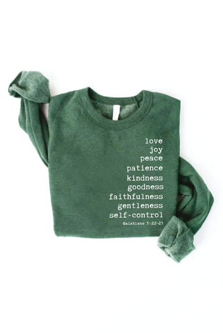 THE FRUIT OF THE SPIRIT Graphic Sweatshirt: WHITE HEATHER / M OAT COLLECTIVE