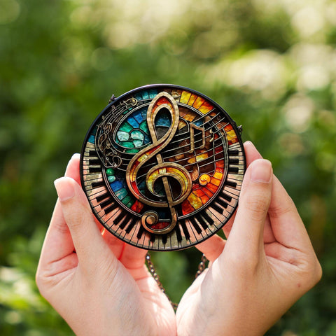 Musical Stained Glass Suncatcher, Ideal Gift for Musicians: 6in NVC Ecommerce LLC