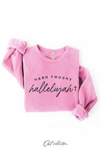 HARD FOUGHT HALLELUJAH Graphic Sweatshirt : VINTAGE WHITE LONG SLEEVE / XL OAT COLLECTIVE