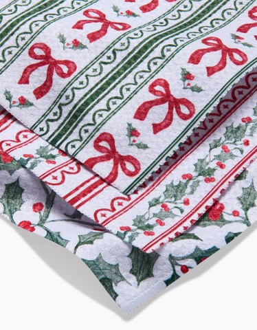 Christmas Ribbons Dishcloth Set Geometry