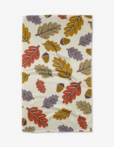 Retro Leaves Tea Towel Geometry