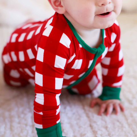 Christmas Bamboo Convertible Zip Rompers: Bow What Fun / 3-6 months Caden Lane
