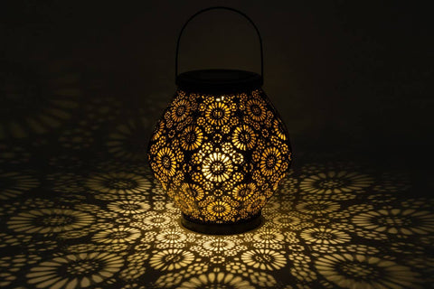 Metal Daisy 7.9" Outdoor Solar Lantern - Black Allsop Home & Garden