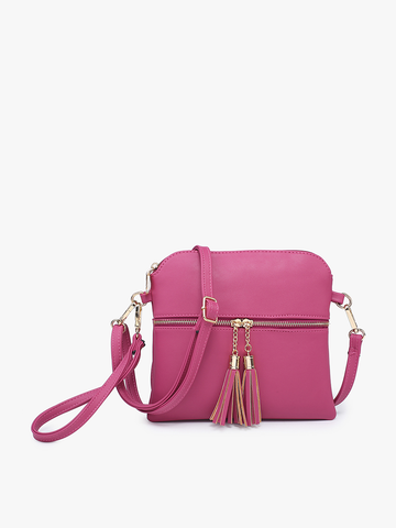 M1785 Tara Double Zip Crossbody Bag/Wristlet: Leopard-Mustard Jen & Co.