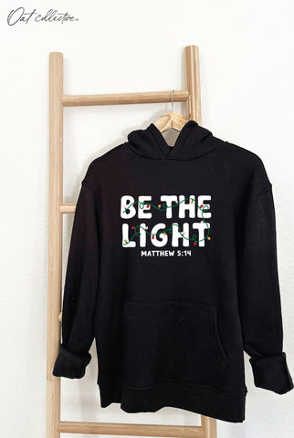 BE THE LIGHT MATTHEW 5:14 Hoodie Pullover Sweatshirt : CRANBERRY HEATHER / S OAT COLLECTIVE