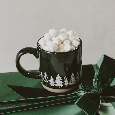Pine Trees Stoneware Coffee Mug - Christmas Decor Sweet Water Decor