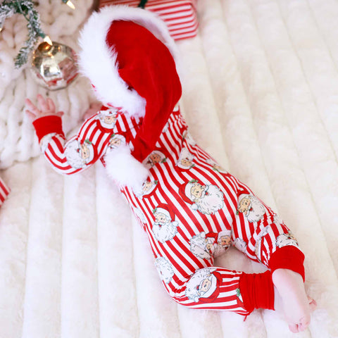 Christmas Bamboo Convertible Zip Rompers: Bow What Fun / 3-6 months Caden Lane