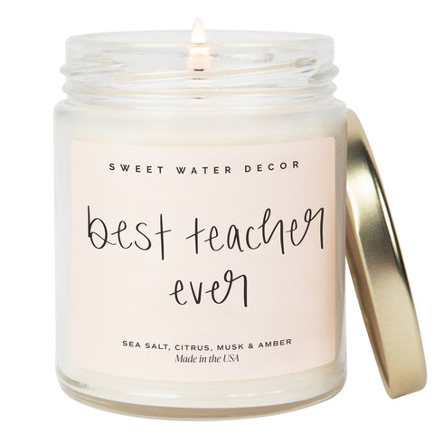 Best Teacher Ever 9 oz Soy Candle - Home Decor & Gifts Sweet Water Decor
