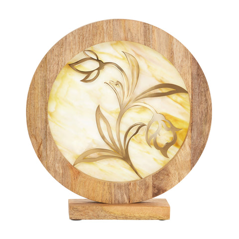 14"W Floral Decorative Stained Glass Stand Wood Frame: Yellow River of Goods