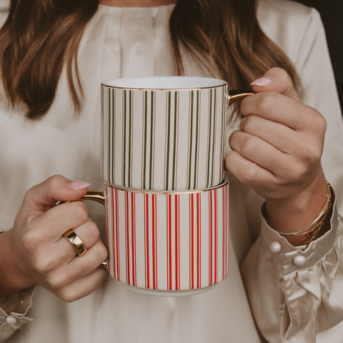 *NEW* Green Stripe Coffee Mug - Christmas Decor & Gifts Sweet Water Decor