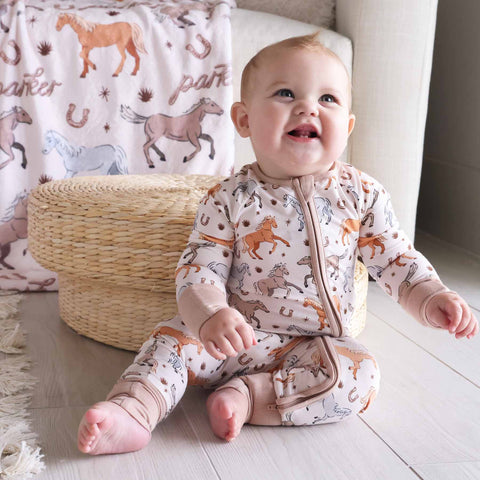 P's Ponies Convertible Zip Romper: 12-18 months Caden Lane
