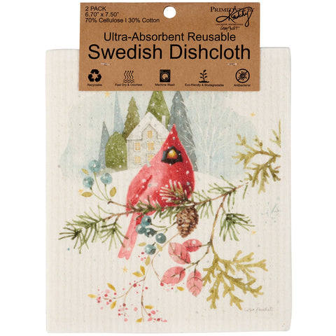 Winter Cardinal Swedish Dishcloth Set Primitives by Kathy