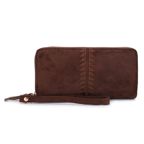 ES60164SU Sherrie Suede Double Zipper Wallet: SCHY(Wine) MiMi Wholesale