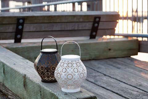 Metal Daisy 7.9" Outdoor Solar Lantern - Black Allsop Home & Garden