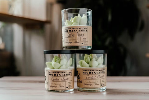 Cactus Flower 8oz Scented Soy Wax Candle Fire Doll Studio