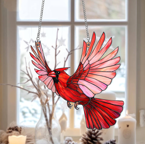 Red Cardinal Suncatcher, Cardinal Acrylic Window Hanging: 6in NVC Ecommerce LLC