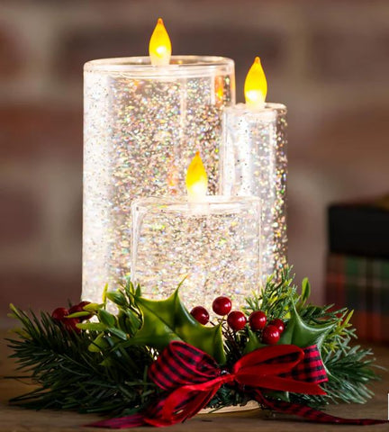 8" LED Spinning Water Candle with Artificial and B Evergreen Enterprises
