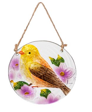HAND-PAINTED ROUND BIRD SUNCATCHER CDU, 4.5" Evergreen Enterprises