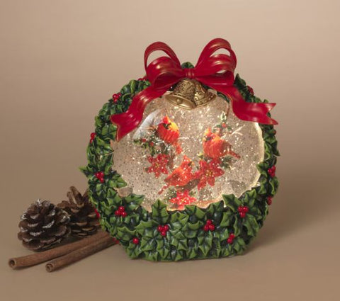 8"H B/O Lighted Spinning Water Globe w/ Holiday Cardinal Scene & Timer The Gerson Companies