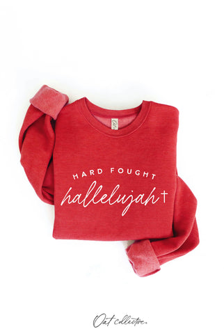 HARD FOUGHT HALLELUJAH Graphic Sweatshirt : VINTAGE WHITE LONG SLEEVE / S OAT COLLECTIVE