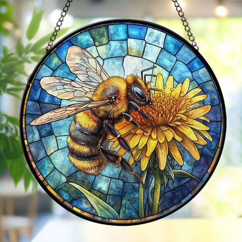 Bee Wildflower Stained Glass Suncatcher, Honeybee Garden : 6 NVC Ecommerce LLC