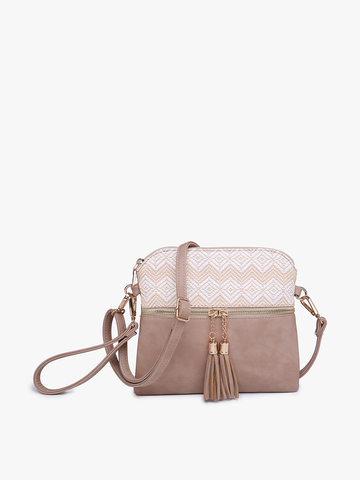 M1785 Tara Double Zip Crossbody Bag/Wristlet: Black/Brown Jen & Co.