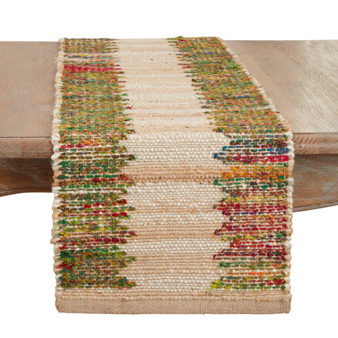 Rainbow Rhythm Banded Table Runner: Multi / 14"x72" Saro Lifestyle