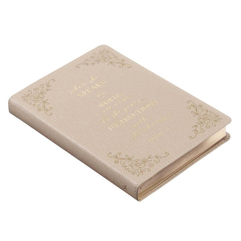 Journal Classic Taupe When She Speaks Prov. 31:26 Christian Art Gifts