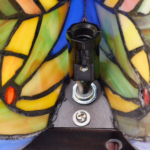 9.5"H Luella Red Butterfly Wings Stained Glass Accent Lamp River of Goods