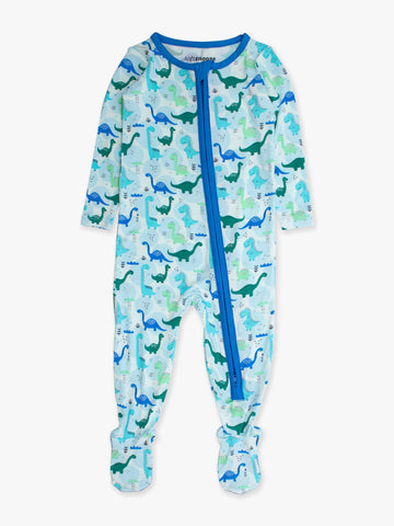 SoftSnooze™ Baby Bamboo Viscose Snuggle-Saurus Dinosaurs Footed One Piece Pajama
: Blue / 6-12m RuffleButts + RuggedButts