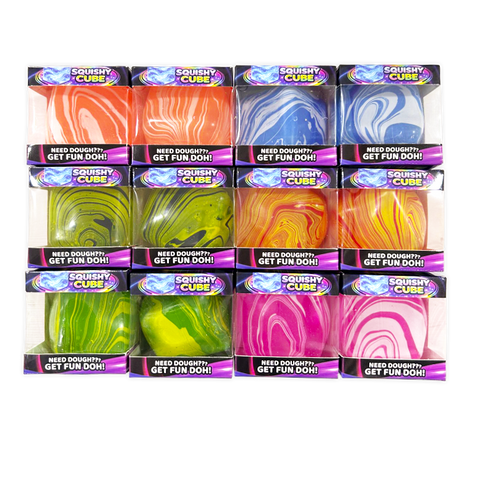 Fun Doh Swirl Squishy Cubes Viral Assortment - 12/Display: Wholesale Price Novelty Brands