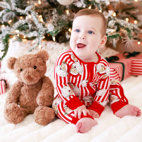 Christmas Bamboo Convertible Zip Rompers: Bow What Fun / 3-6 months Caden Lane