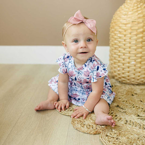 Bodysuit Twirl Dress | Blue Floral: 3-6M Dolly Lana
