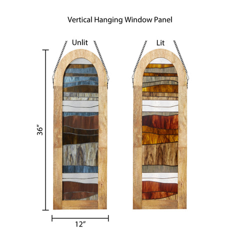 36"H Oversized Geometric Stained Glass Window Panel: Amber River of Goods