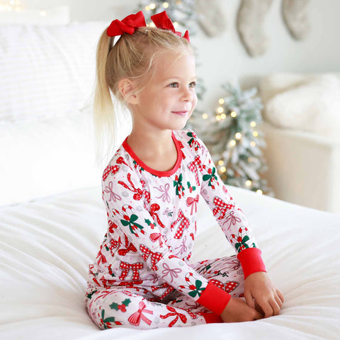 Bow What Fun Two Piece Pajama Set: 4T Caden Lane