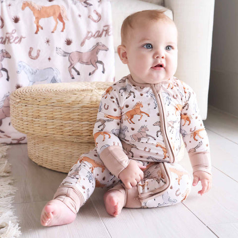 P's Ponies Convertible Zip Romper: 12-18 months Caden Lane
