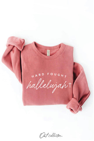 HARD FOUGHT HALLELUJAH Graphic Sweatshirt : VINTAGE WHITE LONG SLEEVE / M OAT COLLECTIVE