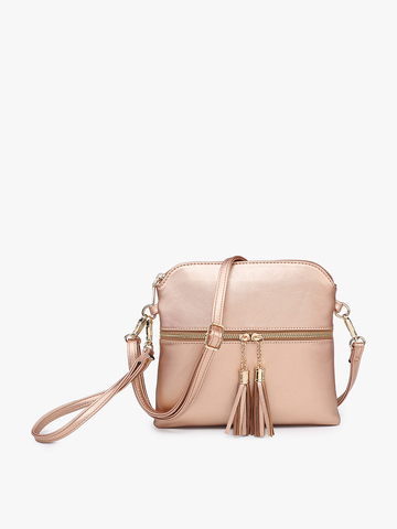 M1785 Tara Double Zip Crossbody Bag/Wristlet: Leopard-Mustard Jen & Co.