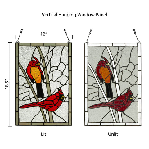 18.5"H Annabelle Red Cardinal Stained Glass Window Panel River of Goods