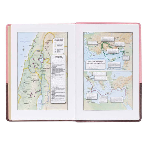 KJV Bible Thinline LP Faux Leather, Brown/Pink Christian Art Gifts