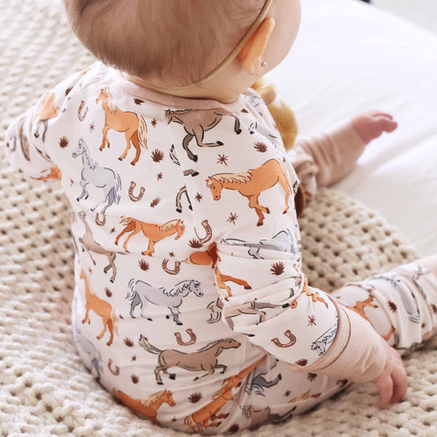 P's Ponies Convertible Zip Romper: 0-3 months Caden Lane