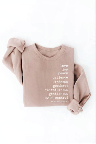THE FRUIT OF THE SPIRIT Graphic Sweatshirt: WHITE HEATHER / XL OAT COLLECTIVE