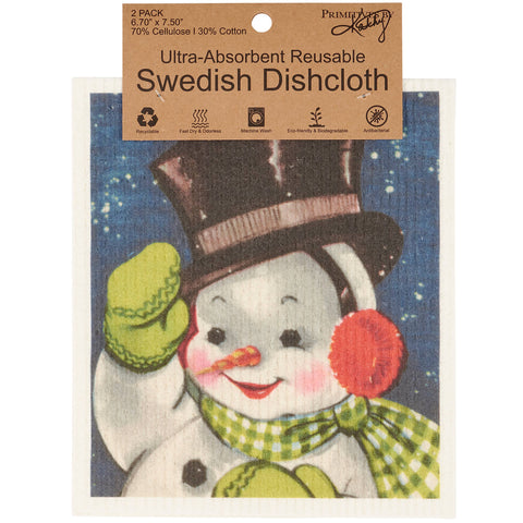 Retro Snowmen Swedish Dishcloth Set Primitives by Kathy