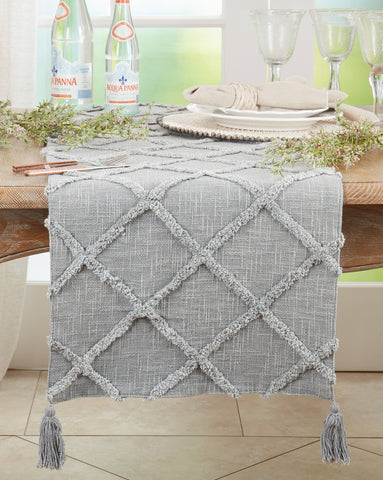 Diamond Tufted Runner: Grey / 16"x72" Saro Lifestyle