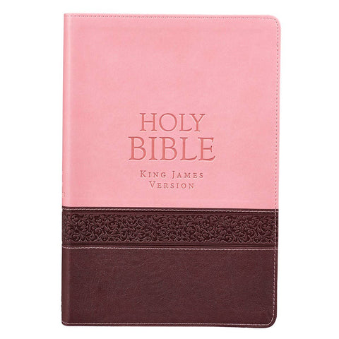 KJV Bible Thinline LP Faux Leather, Brown/Pink Christian Art Gifts
