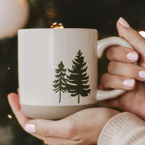 *NEW* Green Trees Stoneware Coffee Mug - Christmas Decor Sweet Water Decor