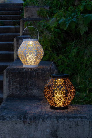 Metal Daisy 7.9" Outdoor Solar Lantern - Black Allsop Home & Garden