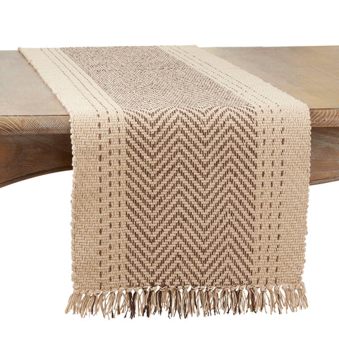 Kantha Stitch Runner: Natural / 16"x54" Saro Lifestyle