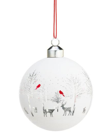 Etched Glass Deer Scene Ornament Demdaco