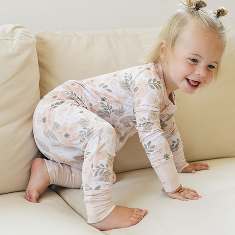 Convertible Romper - Neutral Floral: 6-9 months Dolly Lana